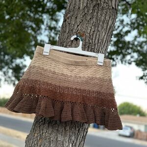 Kersh Tan and Brown Crochet Mini Skirt